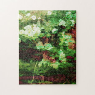 Kunstpatroon rode rode groene bloem. begrip natuur legpuzzel