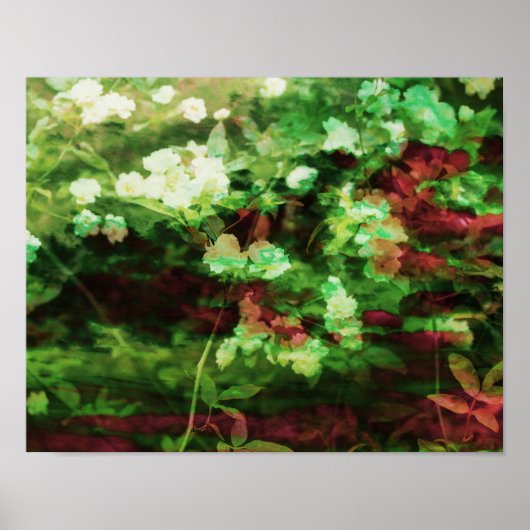 Kunstpatroon rode rode groene bloem. begrip natuur poster (Voorkant)