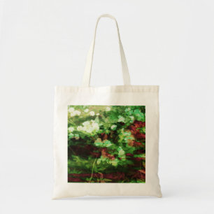 Kunstpatroon rode rode groene bloem. begrip natuur tote bag