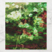 Kunstpatroon rode rode groene bloem. begrip natuur wijn etiket (Enkel label)