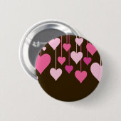 Kunstpatroon, roze harten, hartpatroon ronde button 5,7 cm (Voorkant /achterkant)