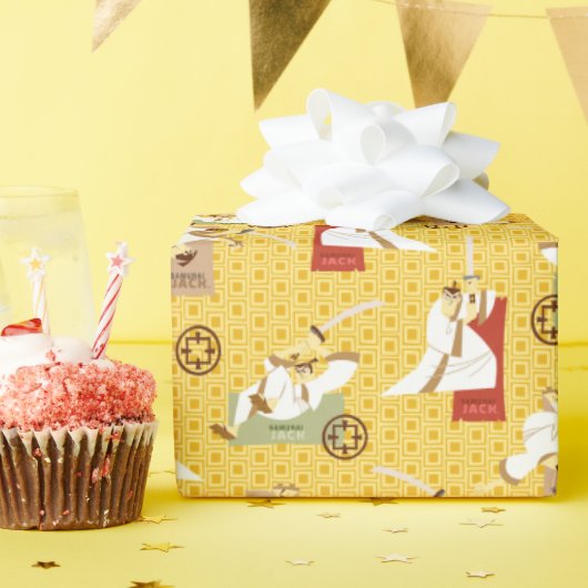 Kunstpatroon Samurai Jack Sword Poses Character Pa Cadeaupapier (Verjaardagsfeest)