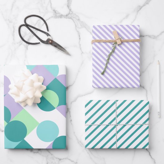 Kunstpatroon voor Blauwgroen blauwe Mint Groene Ci Inpakpapier Vel (Voorkant)