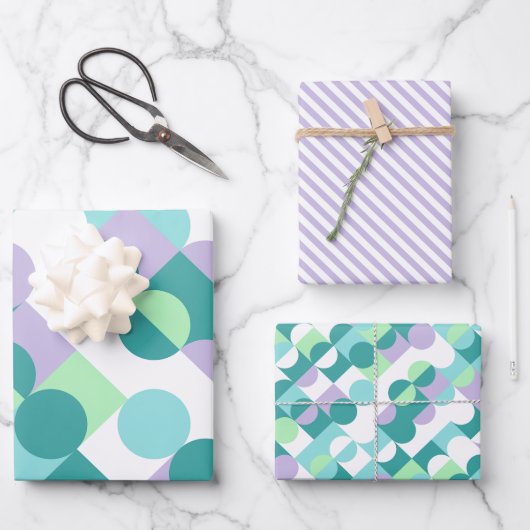 Kunstpatroon voor Blauwgroen blauwe Mint Groene Ci Inpakpapier Vel (Voorkant)