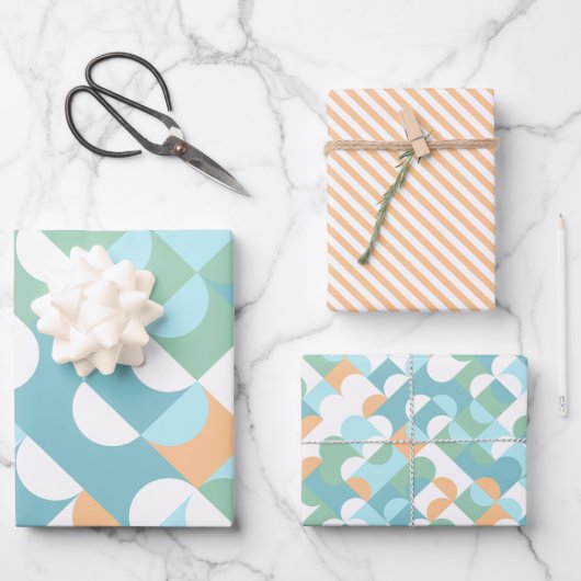 Kunstpatroon voor lichte Blauwgroen blauwe groene Inpakpapier Vel (Voorkant)