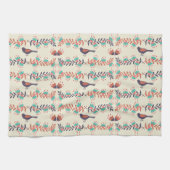 Kunstpatroon voor vogels en Floral Folk Theedoek (Horizontaal)