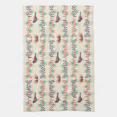 Kunstpatroon voor vogels en Floral Folk Theedoek (Verticaal)