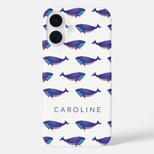 Kunstpatroon voor walvisvis in Ocean Blue op maat Case-Mate iPhone Case (Achterkant)