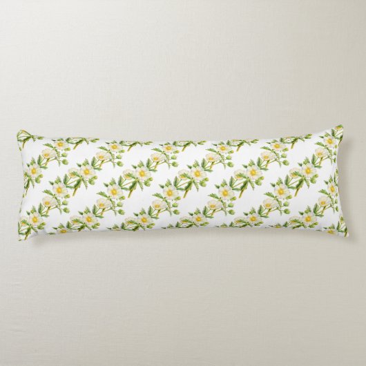 Kunstpatroon waterverf in de wilde bloem, langwerp lichaamskussen (Achterkant)