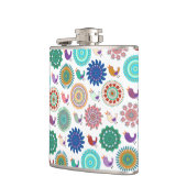 Kunstpatroon Zingende vogel en Mandala Cute Folk Heupfles (Links)