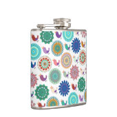 Kunstpatroon Zingende vogel en Mandala Cute Folk Heupfles (Rechts)