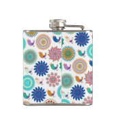 Kunstpatroon Zingende vogel en Mandala Cute Folk Heupfles (Achterkant)