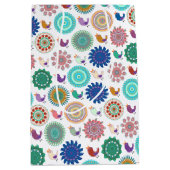 Kunstpatroon Zingende vogel en Mandala Cute Folk Medium Cadeauzakje (Voorkant)