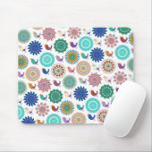 Kunstpatroon Zingende vogel en Mandala Cute Folk Muismat (Met muis)