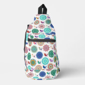 Kunstpatroon Zingende vogel en Mandala Cute Folk Sling Bag (Voorkant)