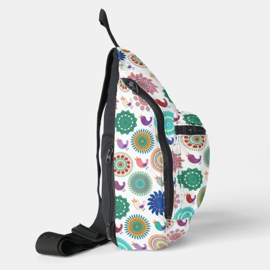 Kunstpatroon Zingende vogel en Mandala Cute Folk Sling Bag (Links)