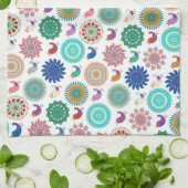 Kunstpatroon Zingende vogel en Mandala Cute Folk Theedoek (Gevouwen)