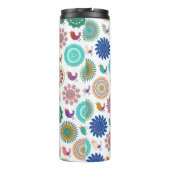 Kunstpatroon Zingende vogel en Mandala Cute Folk Thermosbeker (Achterkant)