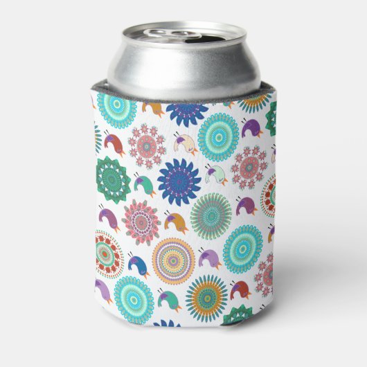 Kunstpatroon Zingende vogels en Mandala Folk Blikjeskoeler (Blikje Achterkant)