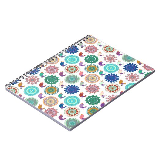 Kunstpatroon Zingende vogels en Mandala Folk Notitieboek (Linkerzijde)