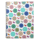 Kunstpatroon Zingende vogels en Mandala Folk Notitieboek (Voorkant)