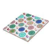 Kunstpatroon Zingende vogels en Mandala Folk Tegeltje (Zijkant)