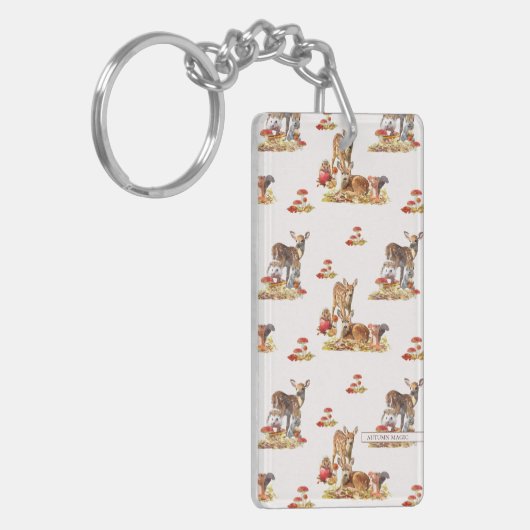 Kunstpatroonliefhebbers in de herfst sleutelhanger (Voorkant Links)