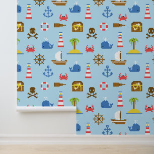 Kunstpatroonpatroon Pixel Zee Behang