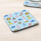 Kunstpatroonpatroon Pixel Zee Bier Onderzetter (Linkerzijde)