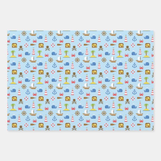 Kunstpatroonpatroon Pixel Zee Inpakpapier Vel (Voorkant)