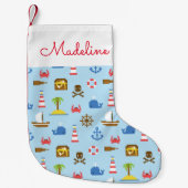 Kunstpatroonpatroon Pixel Zee | Jouw namen toevoeg Kleine Kerstsok (Voorkant)