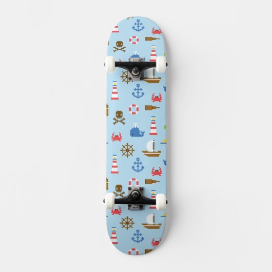 Kunstpatroonpatroon Pixel Zee Persoonlijk Skateboard (Voorkant)