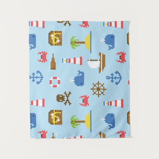 Kunstpatroonpatroon Pixel Zee Wandkleed (Voorkant)