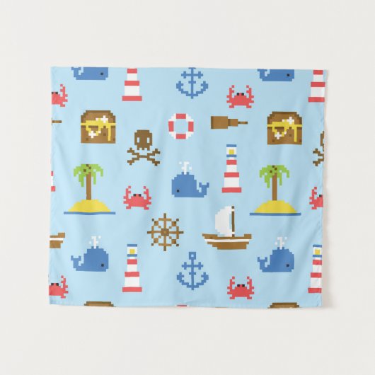 Kunstpatroonpatroon Pixel Zee Wandkleed (Voorkant (horizontaal))