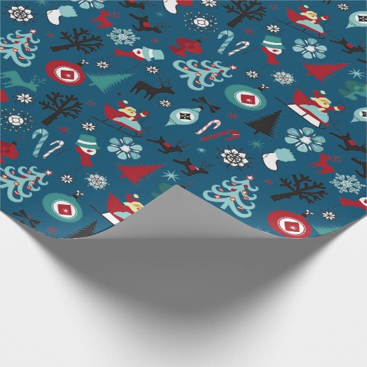 Kunstpatroonpatroon van Santa Claus Sleigh Reindee Cadeaupapier (Hoek)