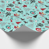 Kunstpatroonpatroon van Santa Claus Sleigh Reindee Cadeaupapier (Hoek)