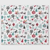 Kunstpatroonpatroon van Santa Claus Sleigh Reindee Cadeaupapier (Vlak)