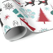 Kunstpatroonpatroon van Santa Claus Sleigh Reindee Cadeaupapier (Rol Hoek)