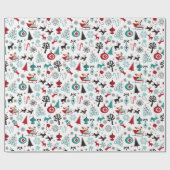 Kunstpatroonpatroon van Santa Claus Sleigh Reindee Cadeaupapier (Vlak)