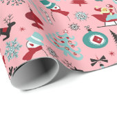 Kunstpatroonpatroon van Santa Claus Sleigh Reindee Cadeaupapier (Rol Hoek)