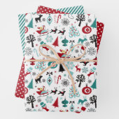 Kunstpatroonpatroon van Santa Claus Sleigh Reindee Inpakpapier Vel (In situ)