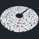 Kunstpatroonpatroon van Santa Claus Sleigh Reindee Kerstboom Rok<br><div class="desc">Een prachtig hedendaags afbeelding van de kerstman met zijn slee die wordt getrokken door rendieren,  kerstbomen,  bubbels en snoeprietjes.</div>