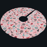 Kunstpatroonpatroon van Santa Claus Sleigh Reindee Kerstboom Rok<br><div class="desc">Een prachtig hedendaags afbeelding van de kerstman met zijn slee die wordt getrokken door rendieren,  kerstbomen,  bubbels en snoeprietjes.</div>