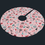 Kunstpatroonpatroon van Santa Claus Sleigh Reindee Kerstboom Rok<br><div class="desc">Een prachtig hedendaags afbeelding van de kerstman met zijn slee die wordt getrokken door rendieren,  kerstbomen,  bubbels en snoeprietjes.</div>