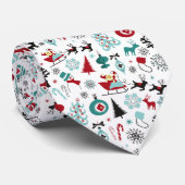 Kunstpatroonpatroon van Santa Claus Sleigh Reindee Stropdas (Opgerold)