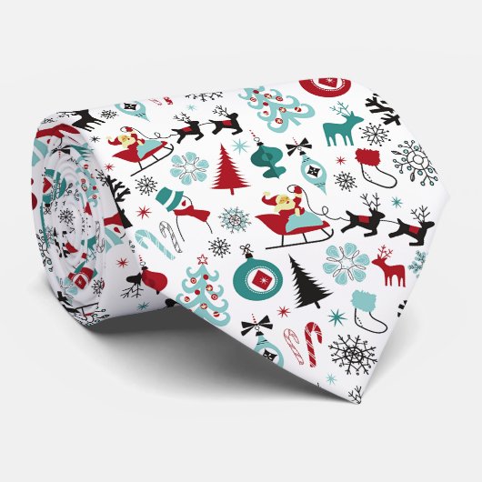 Kunstpatroonpatroon van Santa Claus Sleigh Reindee Stropdas (Opgerold)