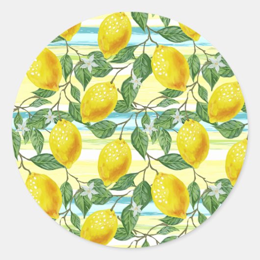 Kunstpatroonschilderij Cute Mediterranean Summer L Ronde Sticker (Voorkant)