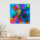 Kunstpen en inktroze en blauw van kind, van Happy Poster (Keuken)