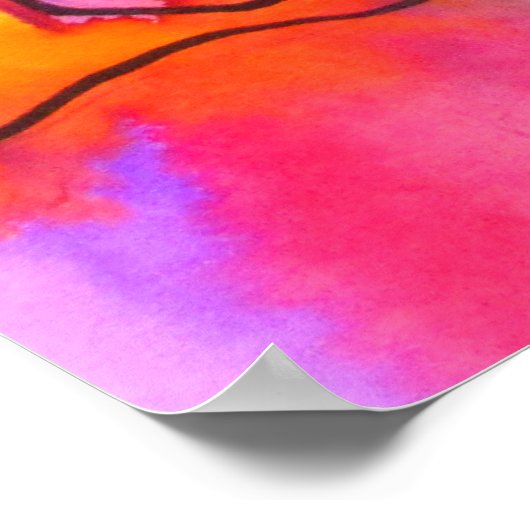 Kunstpen en inktroze en blauw van kind, van Happy  Poster (Hoek)