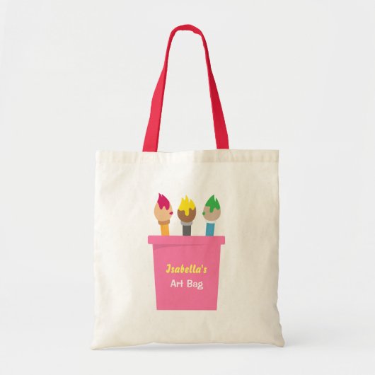 Kunstpenseel Kleine Kunstenaar Meisjes Boodschappe Tote Bag (Voorkant)